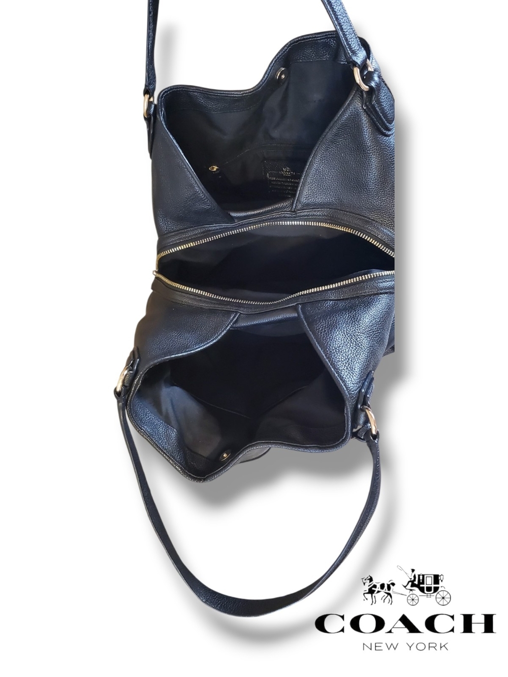 Coach Edie 31 Black Mixed Leather Suede Patchwork Shoulder Bag 36519 - Picture 9 of 16